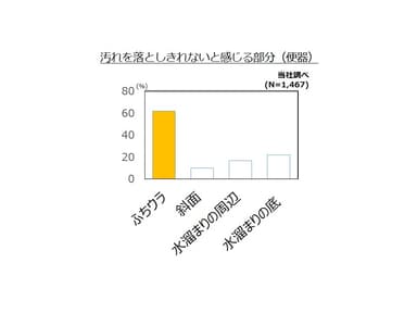 汚れを落としきれないと感じる部分(便器)