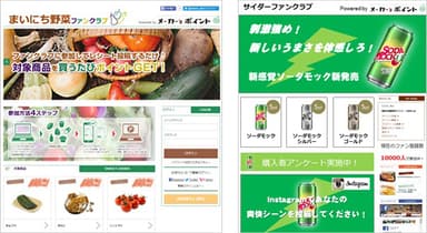 パソコン用 ファンクラブページの一例