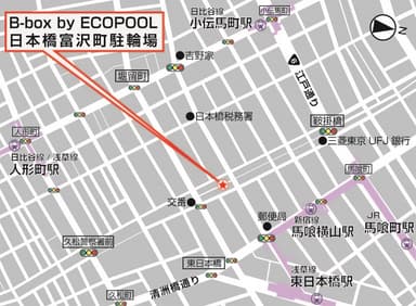 B-box by ECOPOOL 日本橋富沢町の位置図