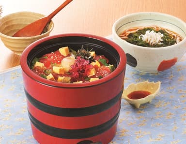 てこね寿司と あおさ海苔そば