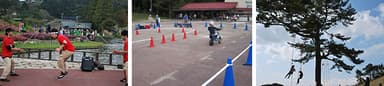 （左）ダブルダッチ開催時の様子／（中）モトキッズ開催時の様子／（右）ロープクライミング開催時の様子