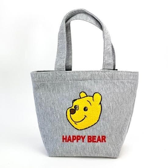 フェイスデザインがシンプルでおしゃれな、くまのプーさんの保温保冷ミニトート!会社にも学校にも持っていけるランチトートです