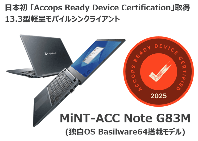 日本初(※1)、ミントウェーブ製シンクライアント
「Accops Ready Device Certification」を取得