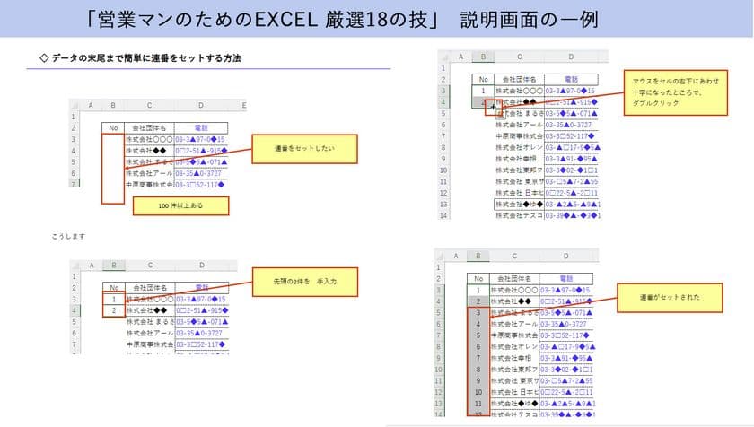 大好評の「営業マンのためのExcel 厳選18の技」の
ランク付版を公開
アタックリストのスマートな管理に役立つExcel技をご紹介