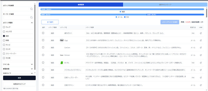 メディア選びも数クリックで完了