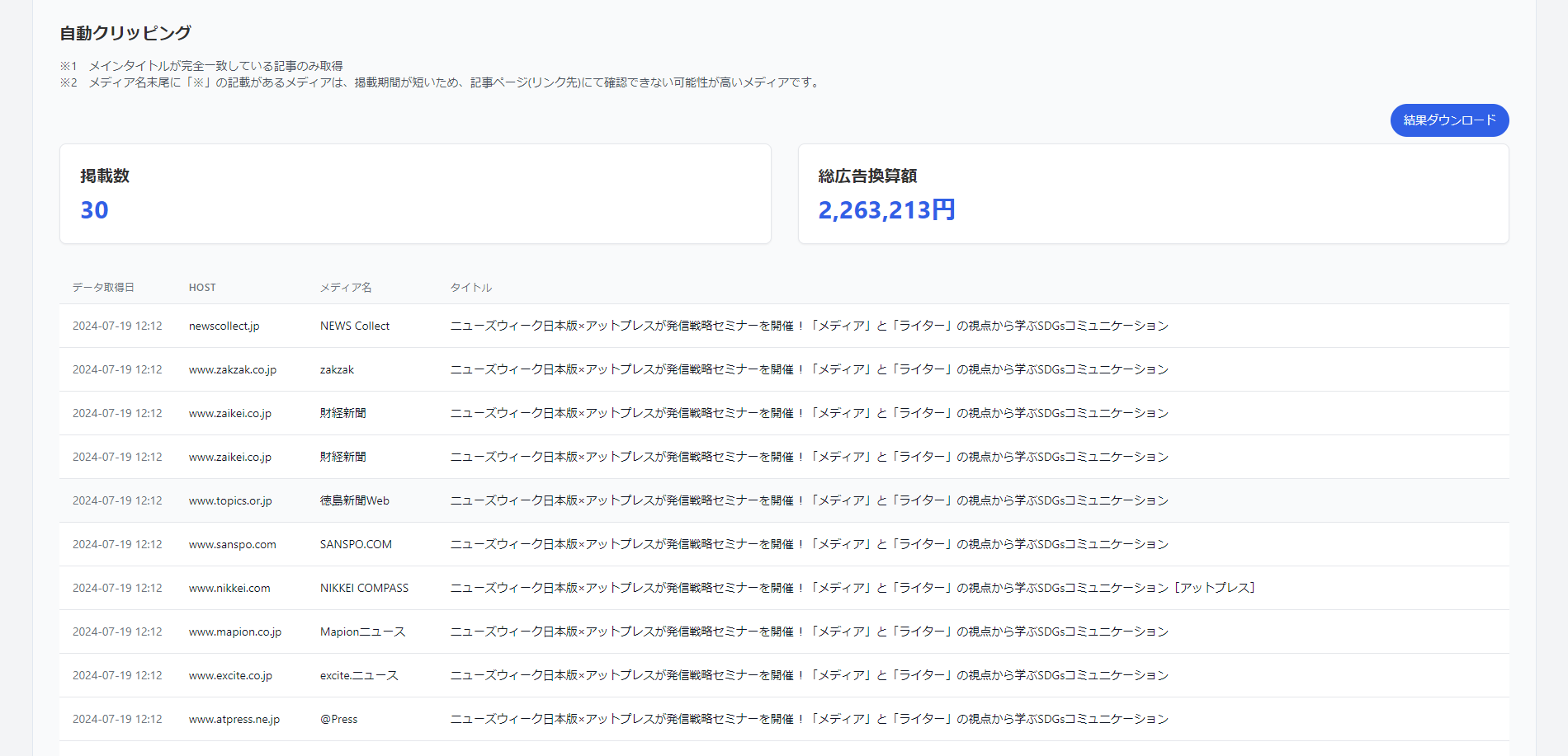 便利なウェブクリッピング機能