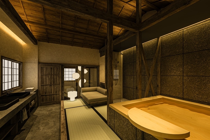 「母屋の間」2階内風呂 @STUDIO ALUC