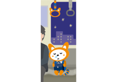 車内にラッピングする帰宅中の「そうにゃん」（イメージ）