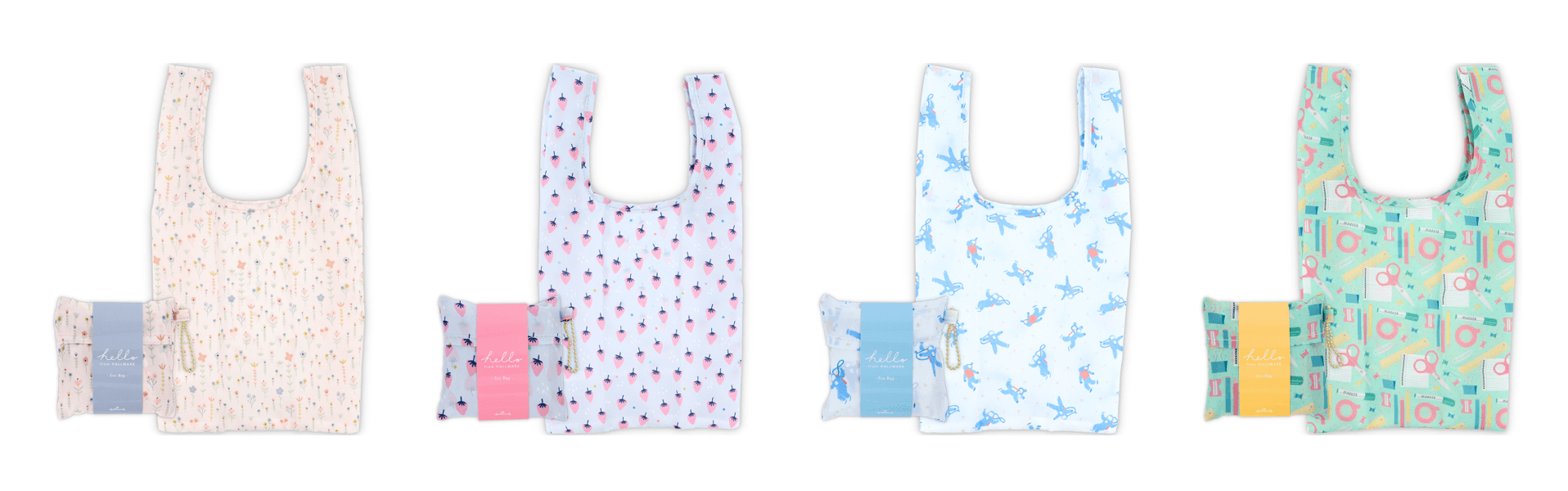 左からナチュラル、スウィート、ユーモア、クラフト柄