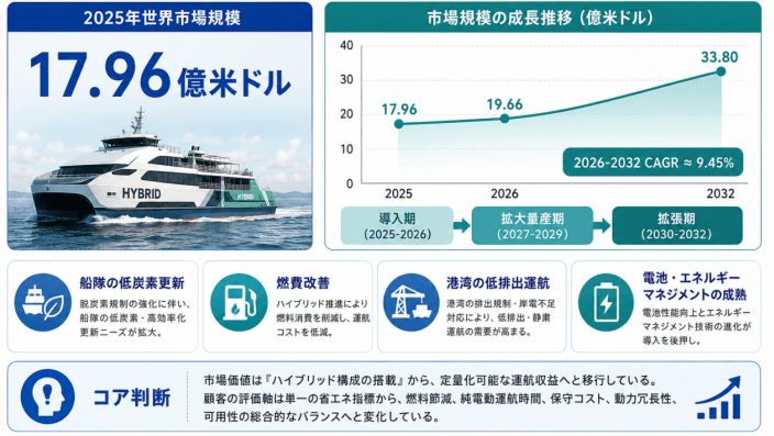 世界ハイブリッド推進船舶市場調査2026:2032年3481百万米ドル規模を展望