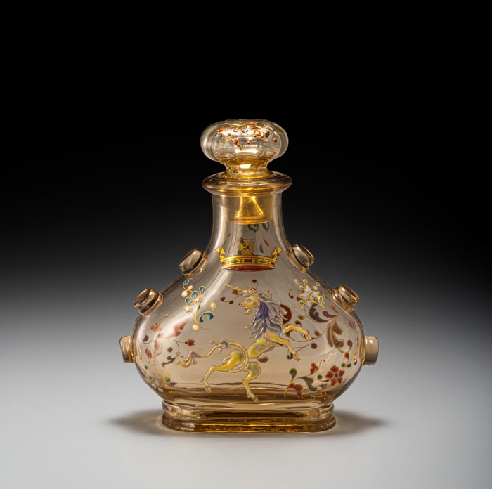 【ガレ】「紋章文デキャンタ」1880~90年頃 H20.5×W17.5×D7.2cm