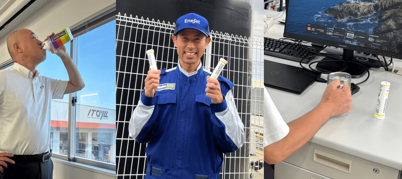 酷暑からガソリンスタンドで働くスタッフを守る!従業員向けの福利厚生・安全対策の一環として7月から「Precision Fuel & Hydration」が導入されました。