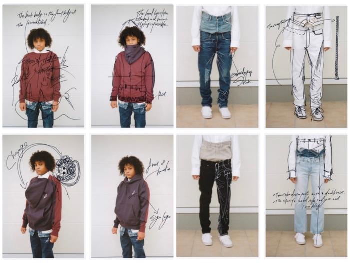 Re:reversible pullover / Re:layered denim pants