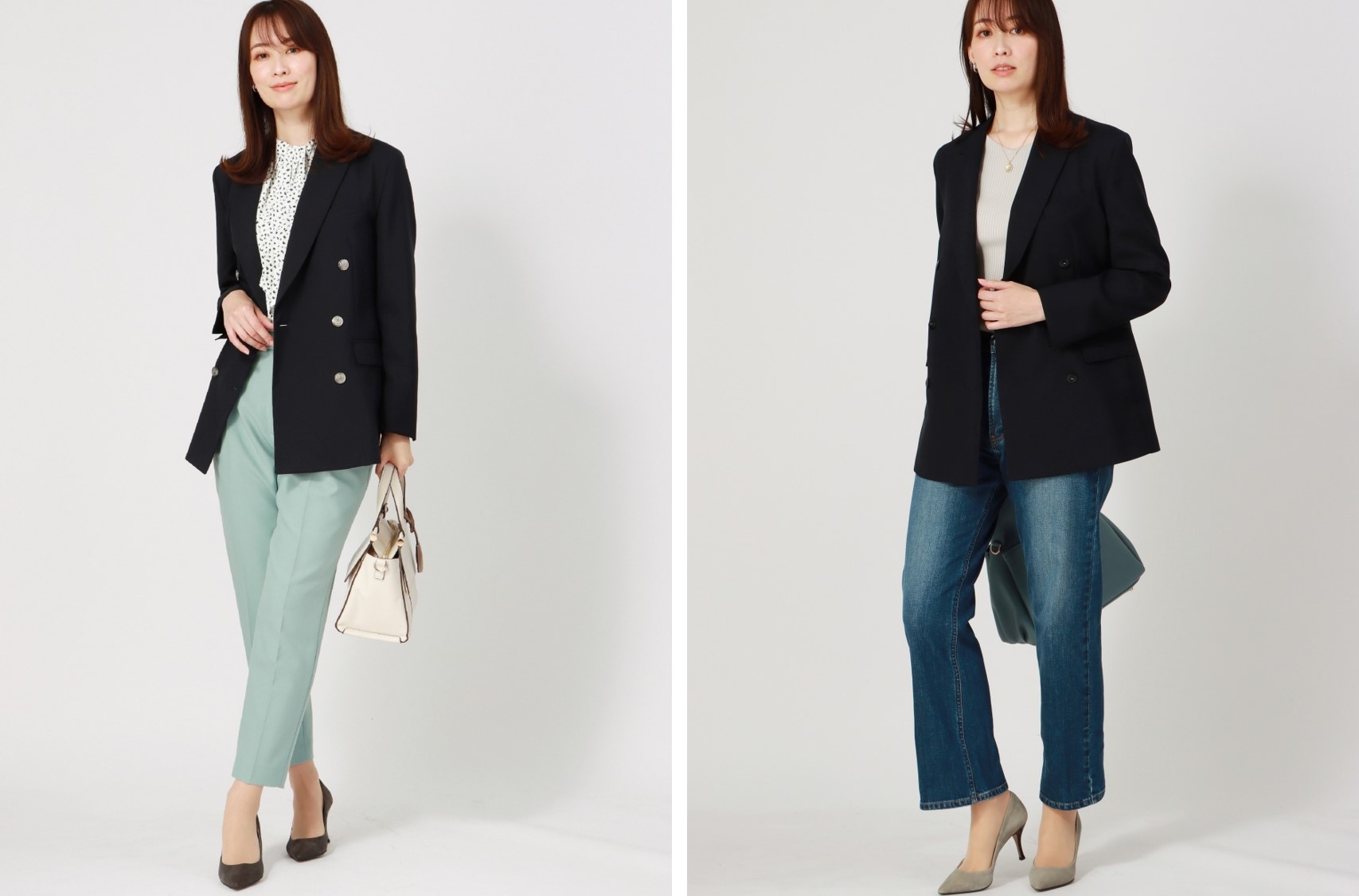 スーツカンパニー　グレー ダブルブレスト スーツ No.76 ライトグレーのダブルスーツ-名古屋栄店スーツ