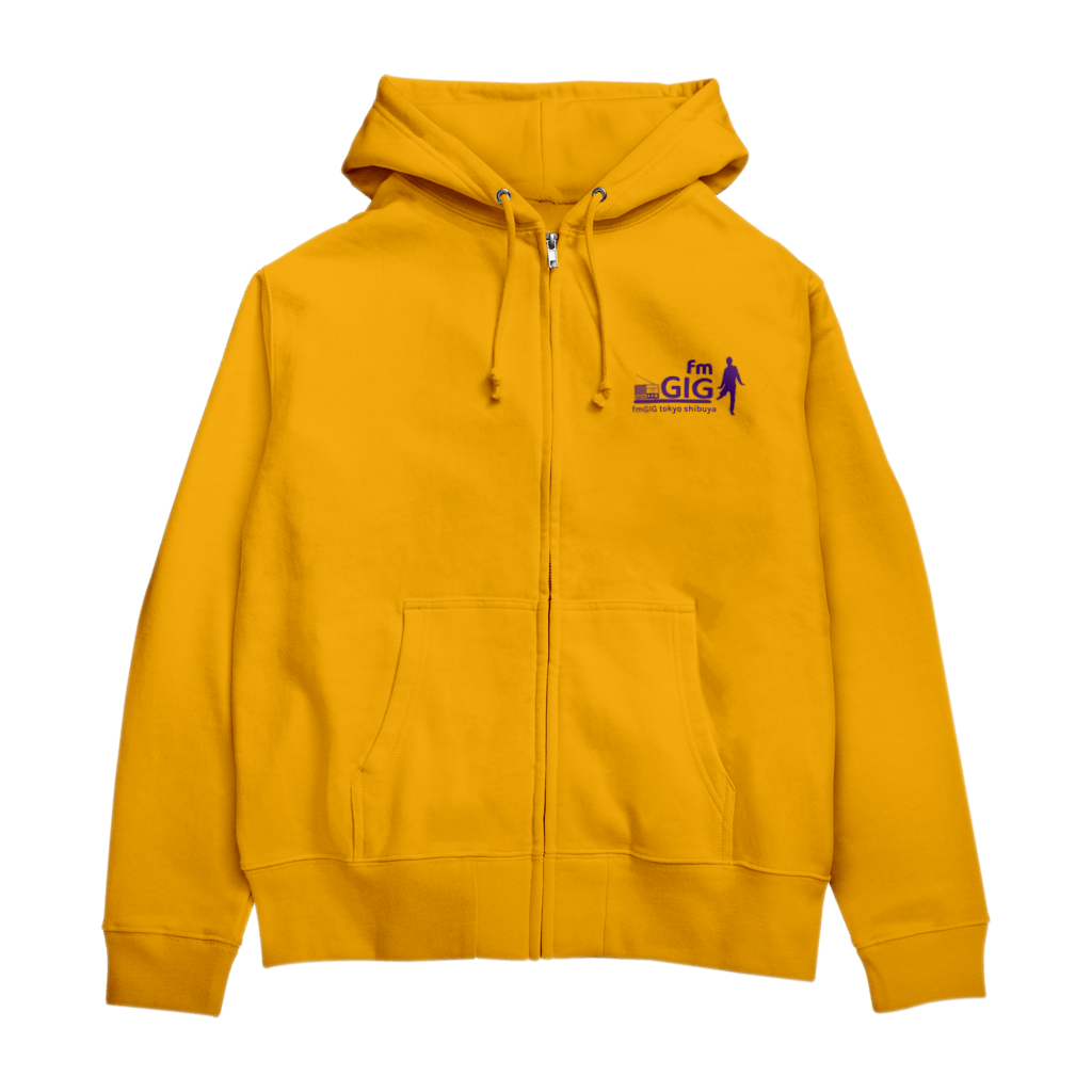 ジップパーカー表面デザイン(ゴールド)