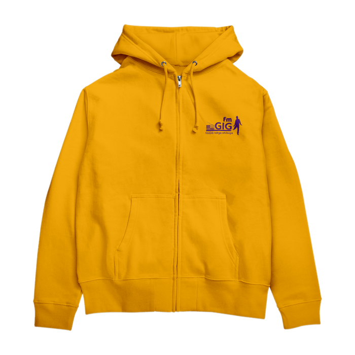 ジップパーカー表面デザイン(ゴールド)