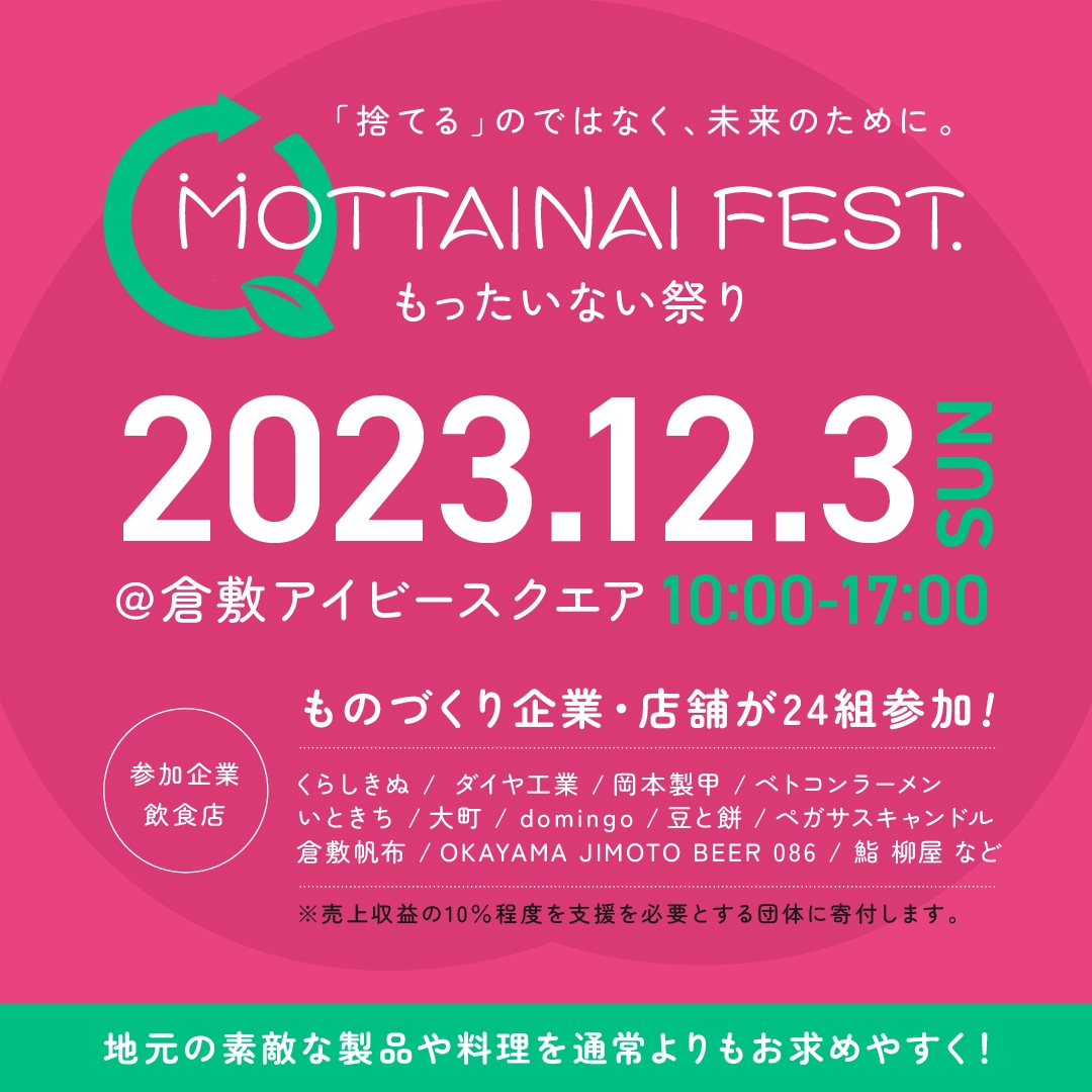 岡山県内23社が集結！捨てられるはずのB品・廃棄品に価値を付け、売上の約10％を子ども支援団体などへ