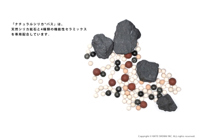 天然シリカ鉱石と機能性セラミックスボール