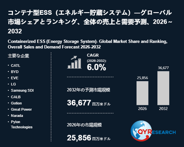 上記の図表／データは、QYResearchの最新レポート「コンテナ型ESS（エネルギー貯蔵システム）―グローバル市場シェアとランキング、全体の売上と需要予測、2026～2032」から引用されています。
