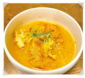 『鶏とトマトのスパイシー豆乳スープ』