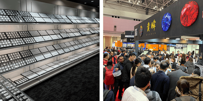 2F:ルース(ルービーやサファイアなどの裸石)/ 展示会風景