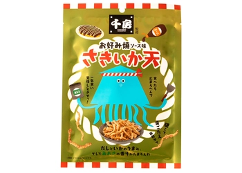 やまや「お好み焼ソース味 さきいか天」4/1(火)発売！ 千房監修！一口食べたら止まらないカリッと食感