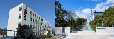 支援制度の対象となる近畿大学附属新宮高等学校・中学校（左）、近畿大学附属豊岡高等学校・中学校（右）