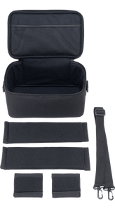 大小の仕切りが2つずつ付属、フタ裏にメッシュポケット付き