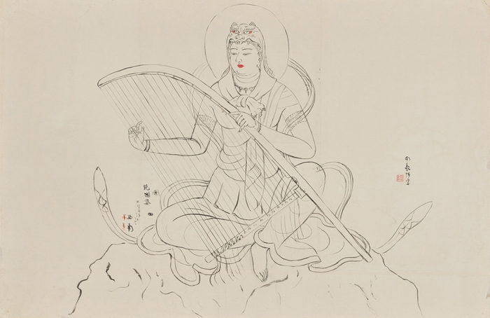 堂本印象「八部衆(下絵)大阪四天王寺宝塔内壁画 乾闥婆」 1939年(昭和14) 京都府立堂本印象美術館蔵