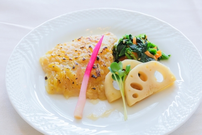 白身魚のふわっふわ芋味噌ようかん焼き