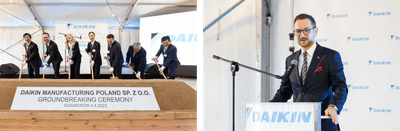 ポーランド共和国のヴァルデマール・ブダ開発技術大臣（写真右）出席のもと4月4日に執り行われた地鎮祭の様子