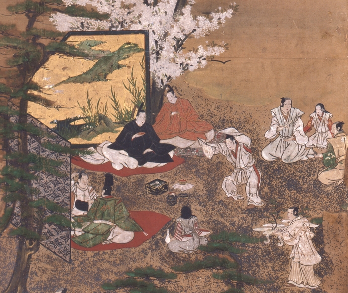 2.花下群舞図屏風 六曲一双(部分)桃山時代 17世紀初期 神戸市立博物館 展示期間 11月6日から12月15日