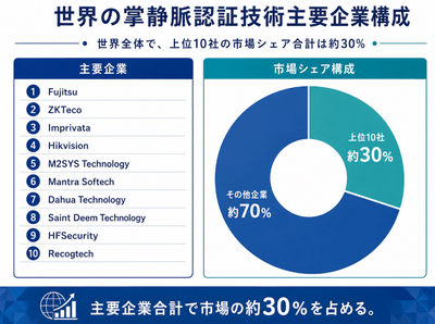 上記のグラフ／データは、YHResearchのレポート「グローバル掌静脈認証技術のトップ会社の市場シェアおよびランキング 2026」から引用したものであり、ランキングは2025年のデータに基づいています。最新の数値については、弊社による最新の調査データをご参照ください。