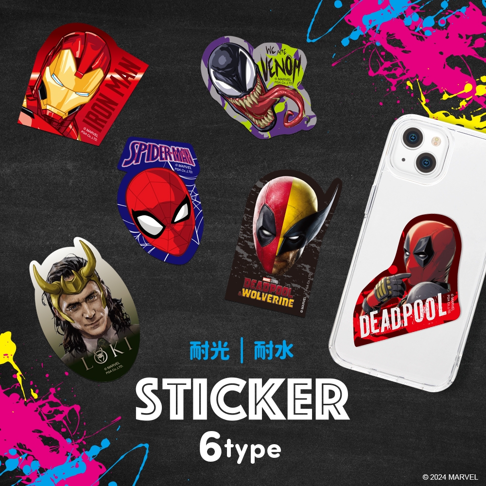 MARVELデザインのキャラクターダイカットステッカー6種を株式