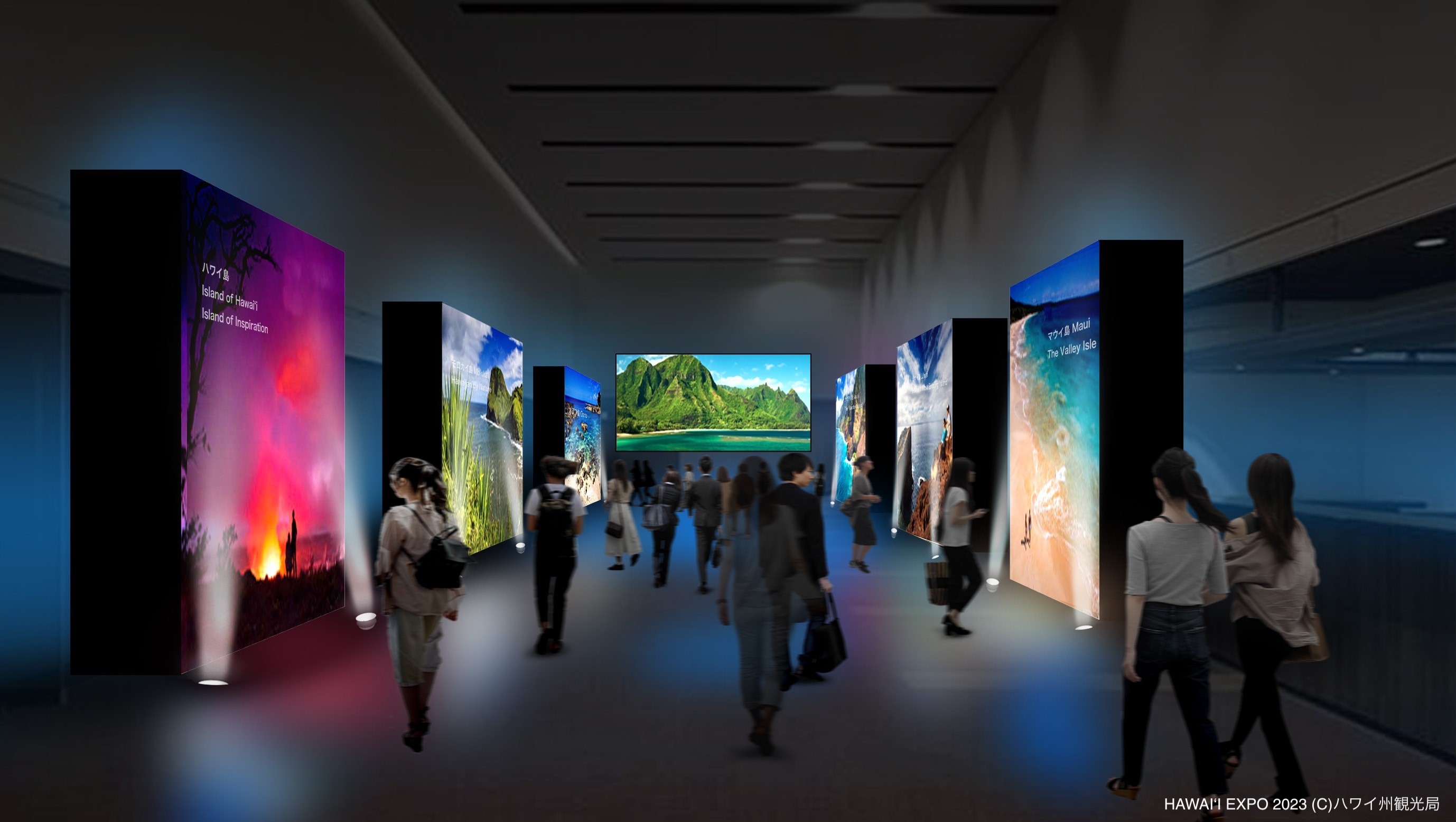 入口から会場までのホワイエには、ハワイ6島の世界観を演出(イメージ)