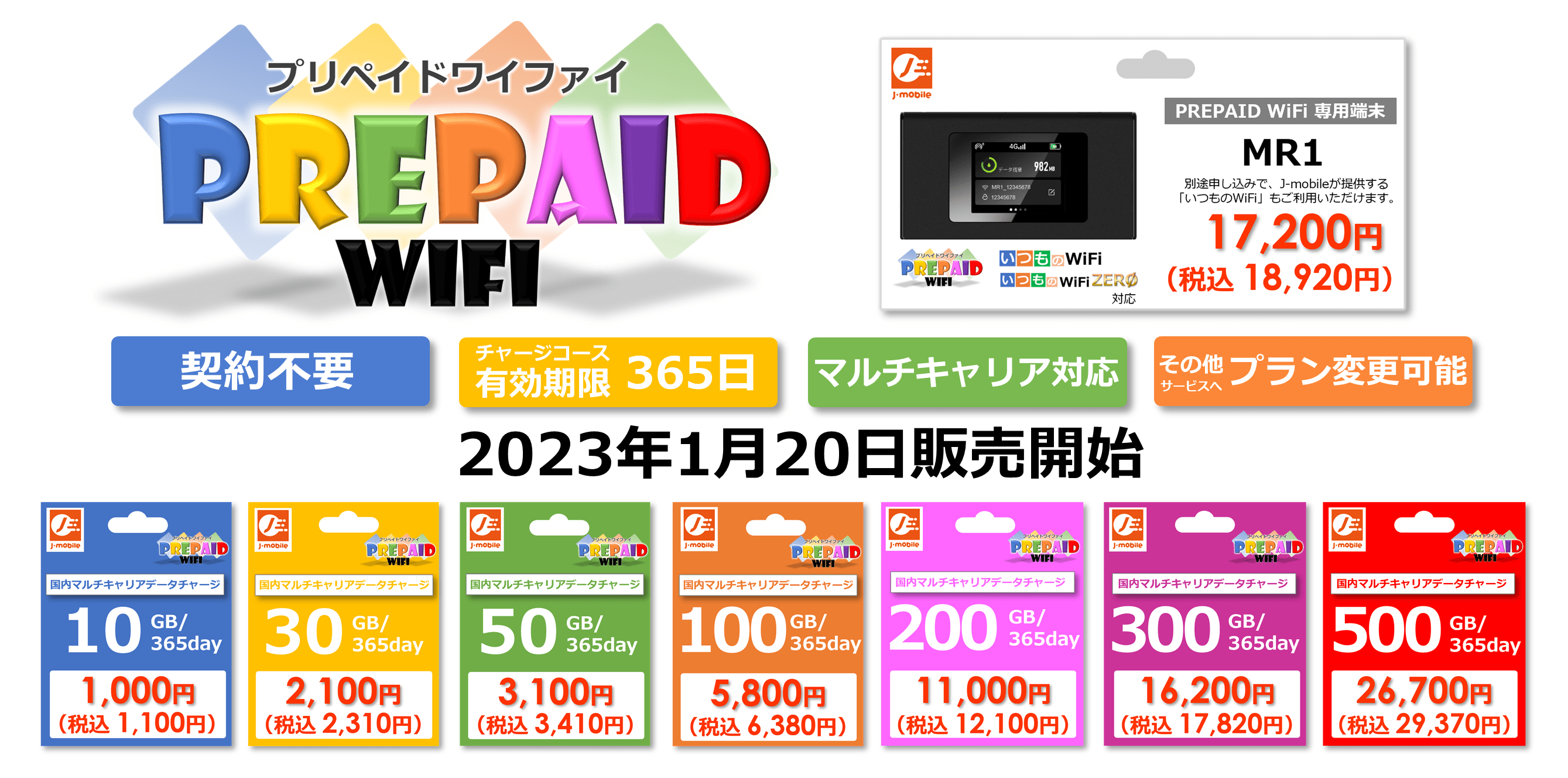 業界最安値！契約不要！チャージ式マルチキャリア対応『プリペイドWiFi』販売開始！