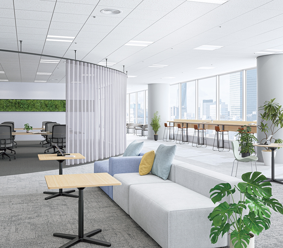 カーテンレール:フロウ ブラック ウェーブスタイル 固定吊棒付仕様