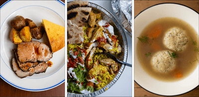 コーヒーローストポーク／チキンオーバーライス／マッツァボールスープ