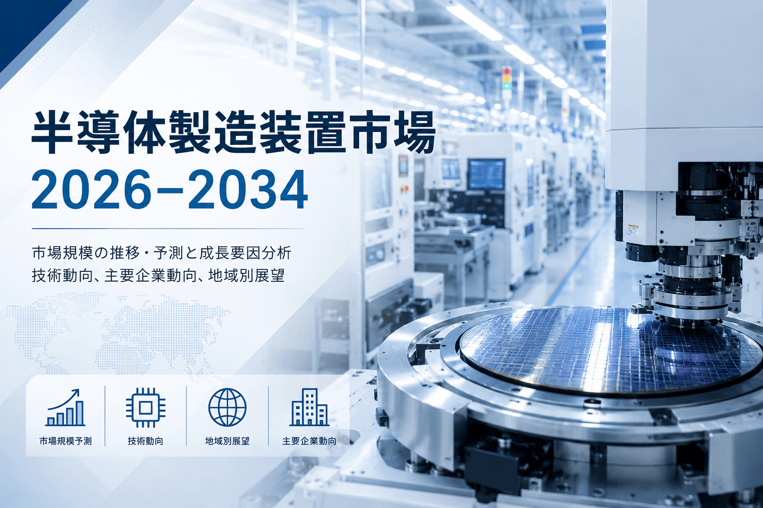半導体製造装置市場、2034年までに2341億米ドルを突破へ | 年平均成長率（CAGR）7.85%で推移