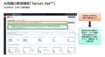 タニウム、AI搭載の検索機能「Tanium Ask」を提供開始