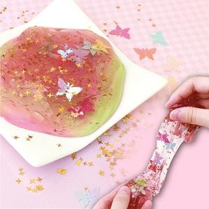 蝶の和風パーツセット　¥340　をスライムに混ぜてみました！