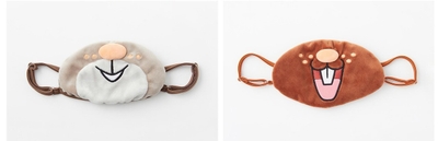 左から）ホシガリスのマスク	、ヨクバリスのマスク