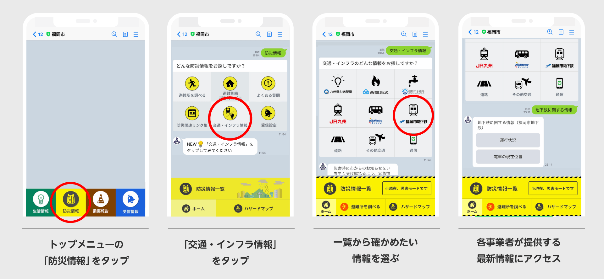 「福岡市LINE公式アカウント」機能改修後の画面イメージ