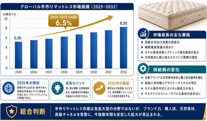 世界ハンドメイドマットレス市場レポート2026-2032:企業ランキング、価格動向、売上推移、今後の見通し