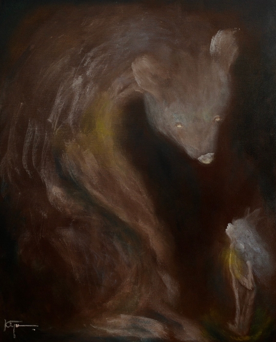 「きみとぼくはおなじ」530x650  acrylic,oilpastel