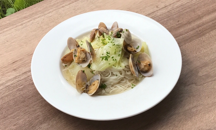 低糖質麺:調理例4(あさりのスープパスタ風)