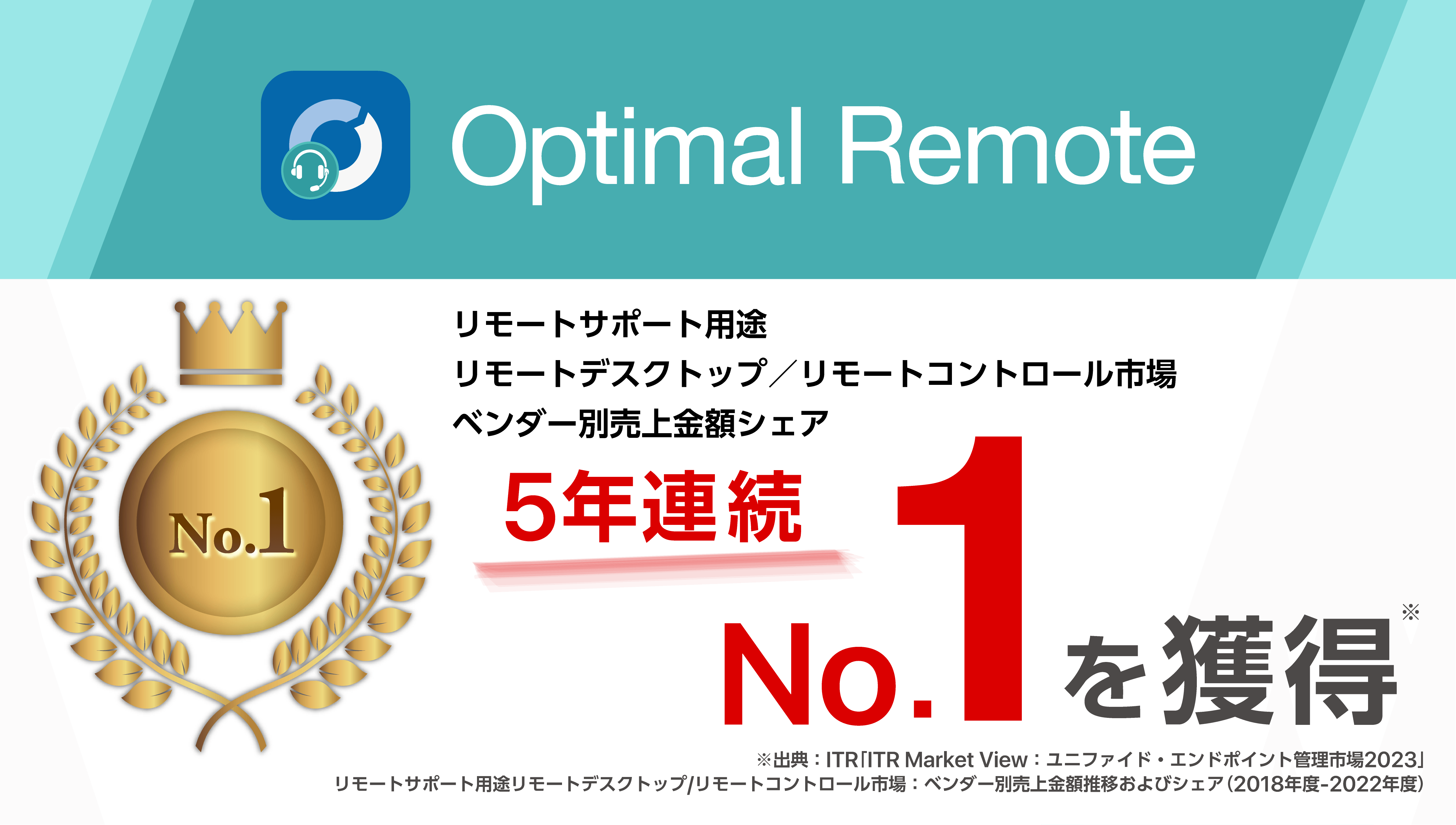 「Optimal Remote」、「リモートサポート用途リモートデスクトップ/リモートコントロール市場」でベンダー別売上金額シェア5年連続No.1を獲得