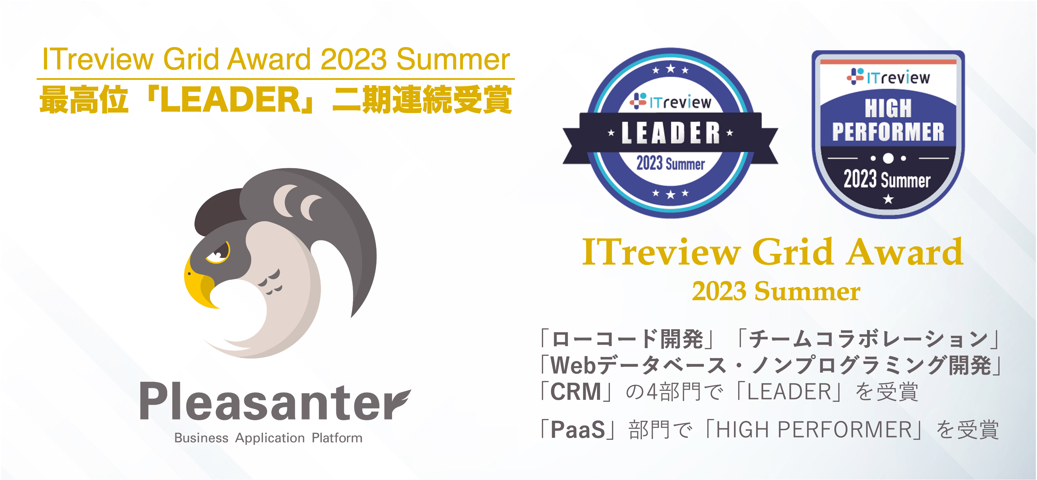 ITreview Grid Award 2023 SummerにてLeaderを受賞
