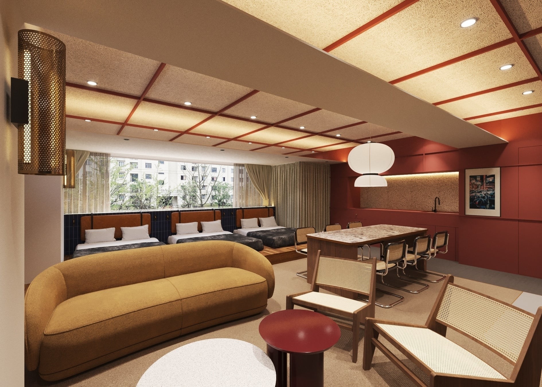 【上下セット】THE HOTEL LOBBY ARCHIVES 大阪初出店】グループ滞在に特化した無人ホテル「illi Jam