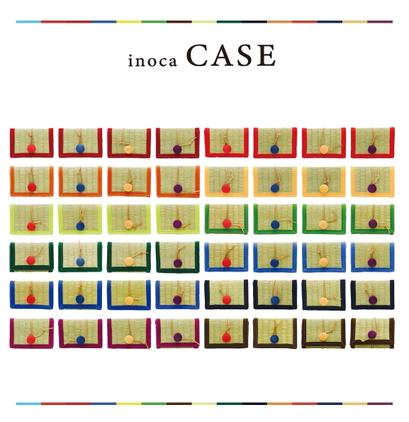 雪駄と同じ48種カラバリのカードケース「inoca CASE」。交通系ICカードなども入れたまま使用出来る。